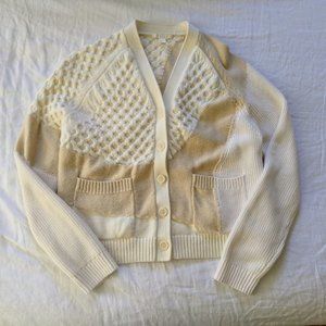 COS Cable Cardigan Small Ribbed White